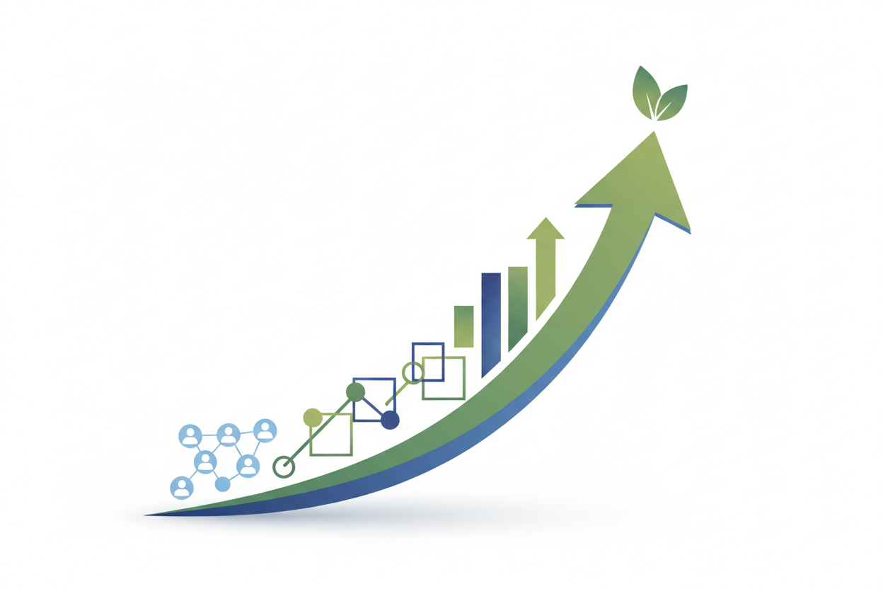 ein modernes minimalistisches bild von nachhaltigem social media firmenwachstum